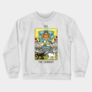 Chariot - Mystical Medleys - Vintage Cartoon Tarot (White) Crewneck Sweatshirt